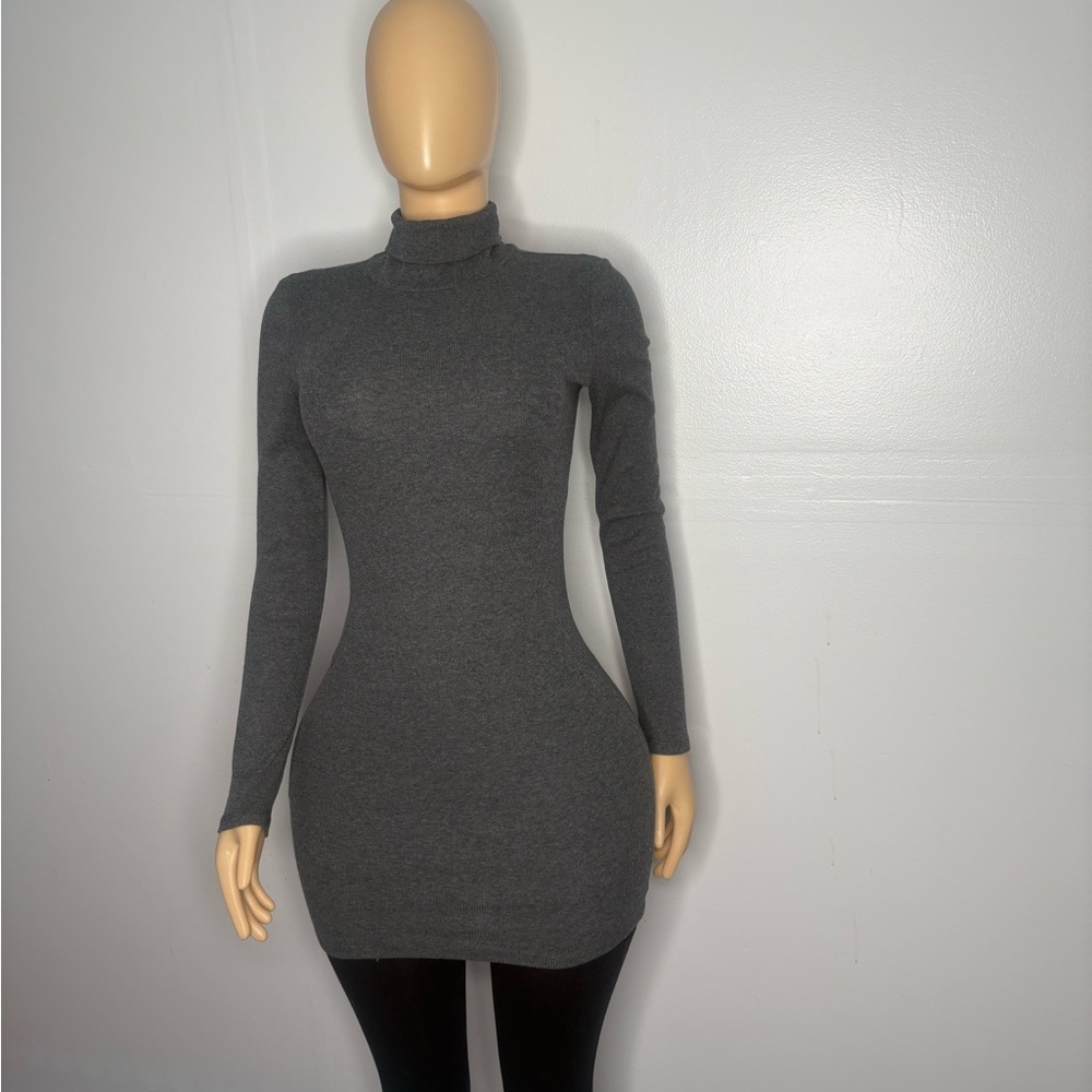 Fashion Nova Charcoal Long Sleeve Dress